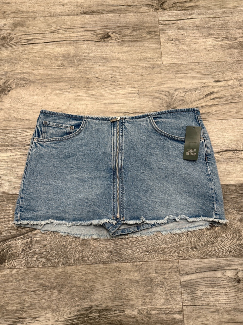 wild fable Light Blue Denim Mini Skirt with Front Zip